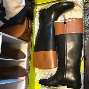 Tory burch double t wide calf riding boot